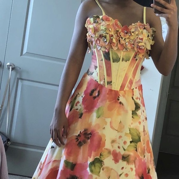 Flower Ballgown Prom Dress - Picture 1 of 5